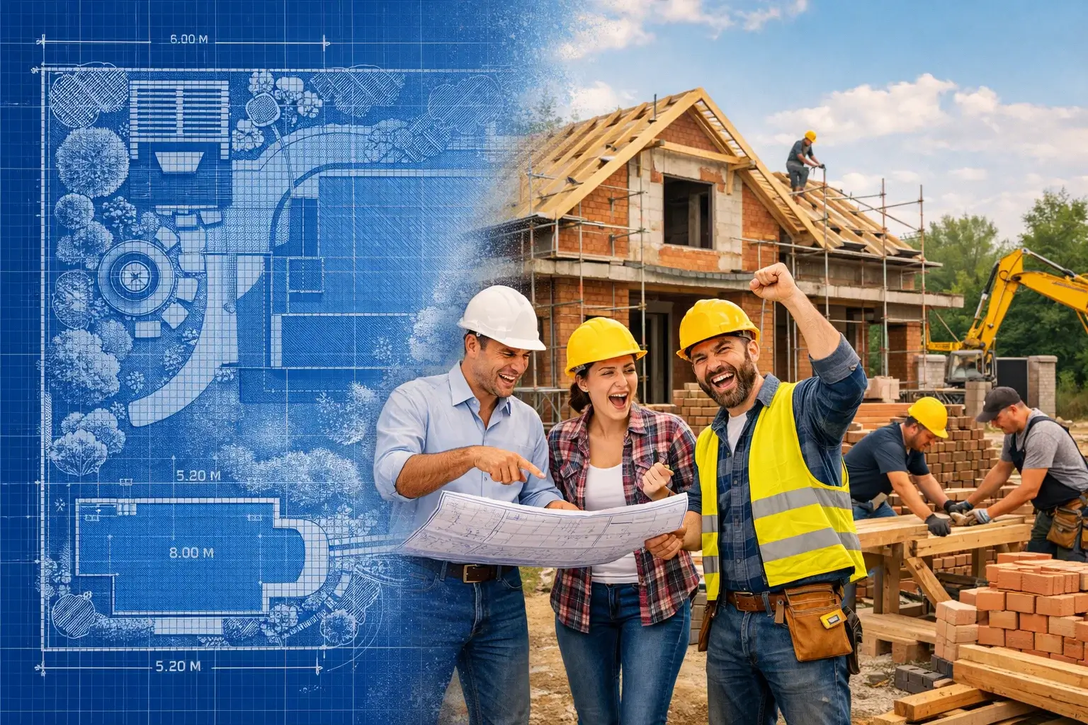 land plot blueprint turning into real house yard